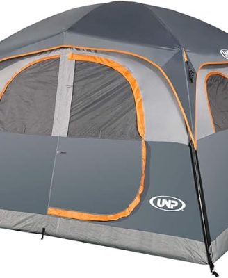 UNP Tents 6 Person Waterproof Windproof Easy Setup,Double Layer Family Camping Tent with 1 Mesh Door & 5 Large Mesh Windows -10'X9'X78in(H)